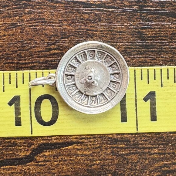 VTG Solid Sterling Silver 925 Roulette Wheel Circle Charm Size 1" Length - Picture 13 of 13